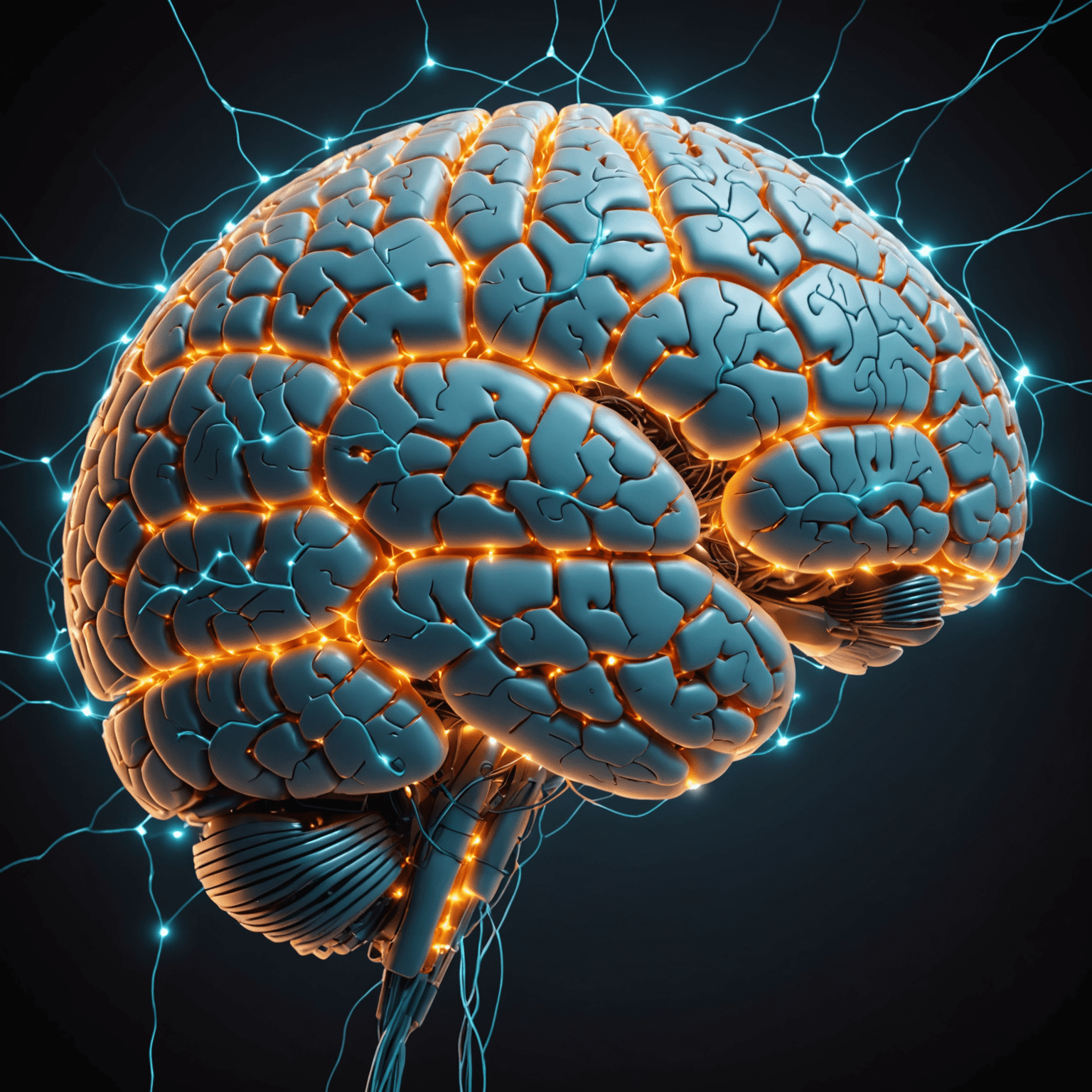 Una imagen que muestra un cerebro digital representando la Inteligencia Artificial, con conexiones neuronales iluminadas