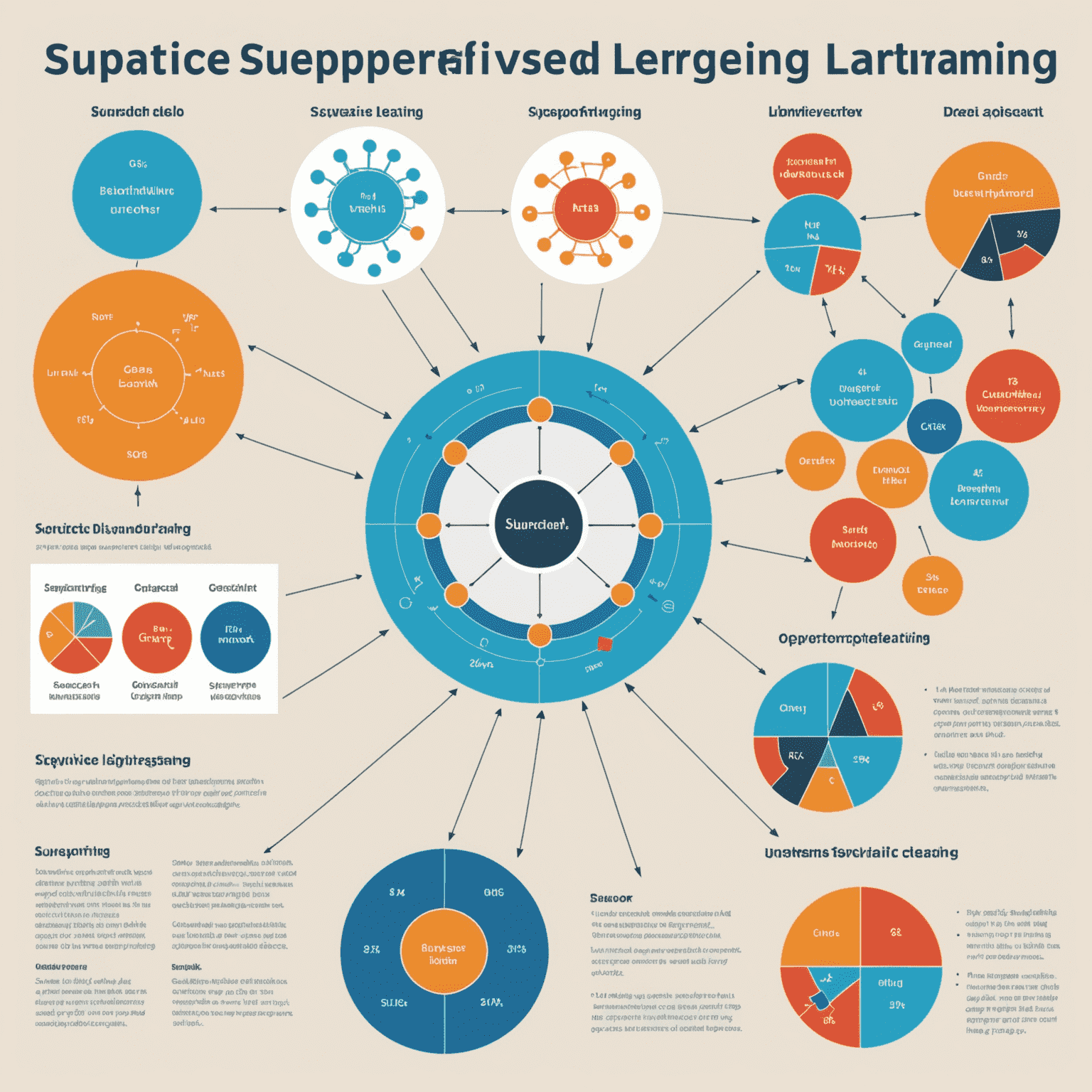 Una imagen que muestra gráficos y diagramas de aprendizaje supervisado y no supervisado