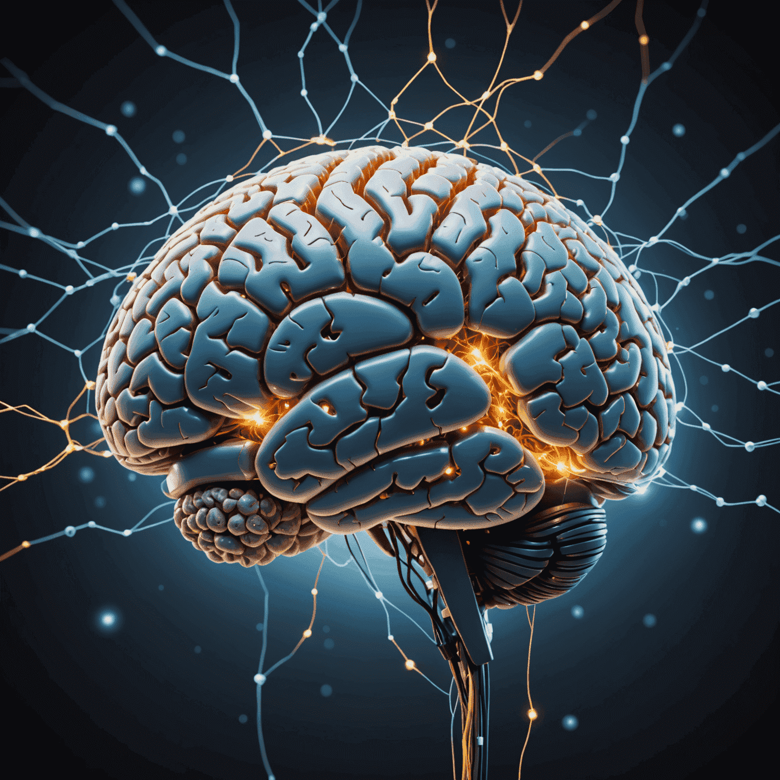 Ilustración de un cerebro humano conectado a una representación visual de un modelo de IA, mostrando la interacción entre la cognición humana y la inteligencia artificial